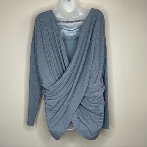 Daytrip Open Back Criss Cross Gray Long Sleeve Shirt Women's Top Size L